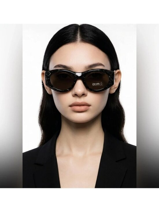 NEW AUTHENTIC PRAD PR 20ZS Women’s Sunglasses – Black Yellow Marble / Dark Brown main image 11